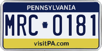 PA license plate MRC0181