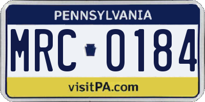PA license plate MRC0184