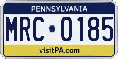 PA license plate MRC0185