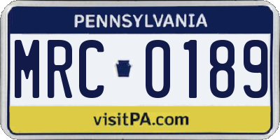 PA license plate MRC0189