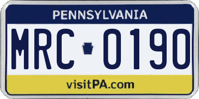 PA license plate MRC0190