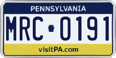 PA license plate MRC0191