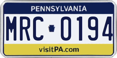 PA license plate MRC0194