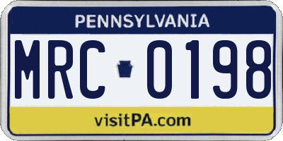 PA license plate MRC0198