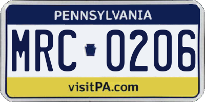 PA license plate MRC0206