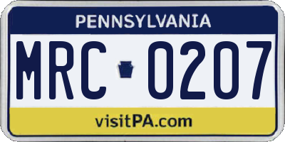 PA license plate MRC0207