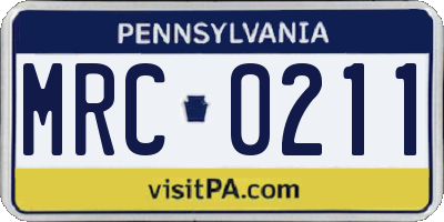 PA license plate MRC0211