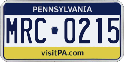 PA license plate MRC0215