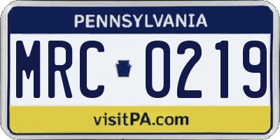 PA license plate MRC0219