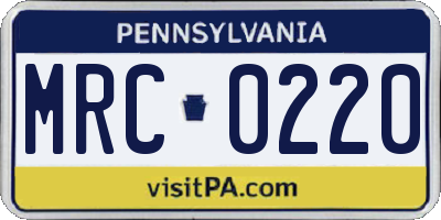 PA license plate MRC0220