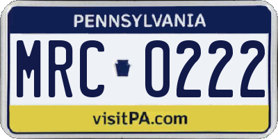 PA license plate MRC0222