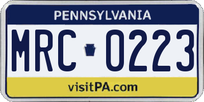 PA license plate MRC0223