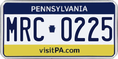 PA license plate MRC0225
