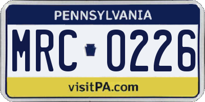 PA license plate MRC0226