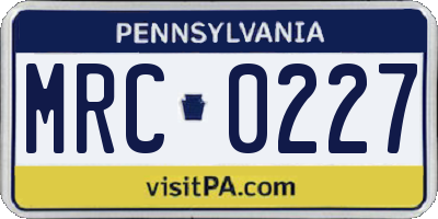 PA license plate MRC0227