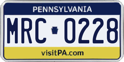 PA license plate MRC0228