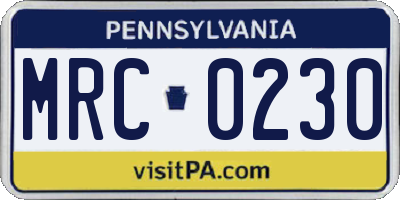PA license plate MRC0230