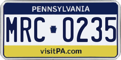 PA license plate MRC0235