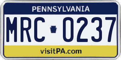 PA license plate MRC0237