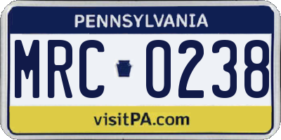 PA license plate MRC0238