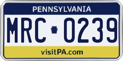 PA license plate MRC0239