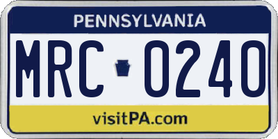 PA license plate MRC0240