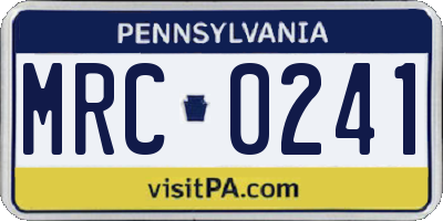PA license plate MRC0241