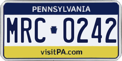 PA license plate MRC0242