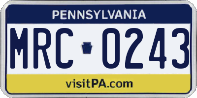 PA license plate MRC0243