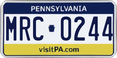 PA license plate MRC0244