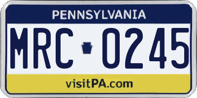 PA license plate MRC0245
