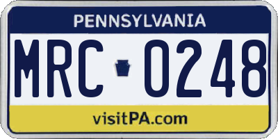 PA license plate MRC0248