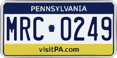 PA license plate MRC0249