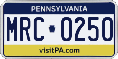 PA license plate MRC0250
