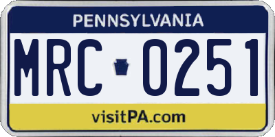 PA license plate MRC0251