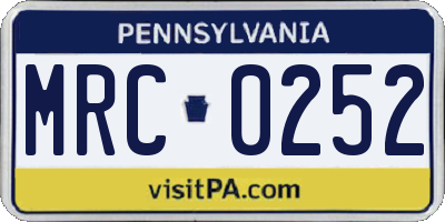 PA license plate MRC0252