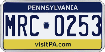PA license plate MRC0253