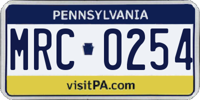 PA license plate MRC0254