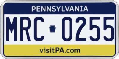 PA license plate MRC0255