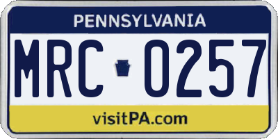 PA license plate MRC0257