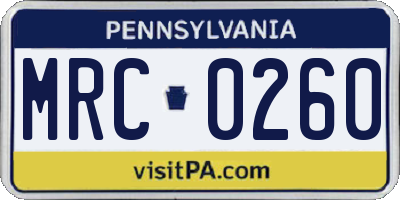 PA license plate MRC0260