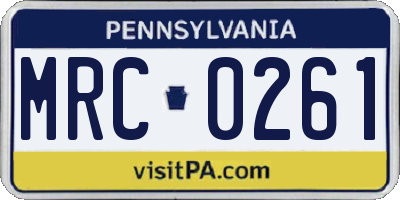 PA license plate MRC0261