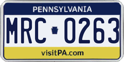 PA license plate MRC0263