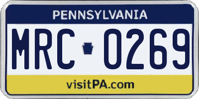 PA license plate MRC0269
