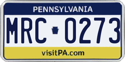 PA license plate MRC0273