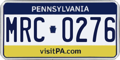 PA license plate MRC0276