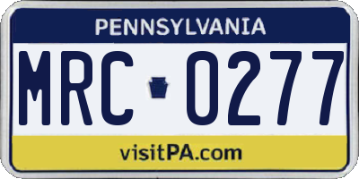 PA license plate MRC0277