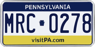 PA license plate MRC0278