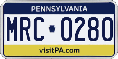 PA license plate MRC0280