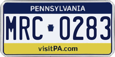PA license plate MRC0283